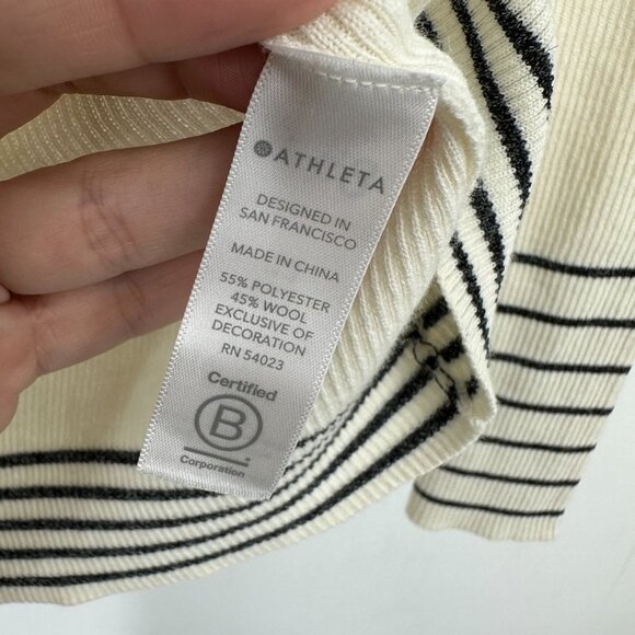 Athleta Table Rock Fitted Ribbed Sweater Merino Wool Sea Salt Ivory XS - Picture 7 of 9